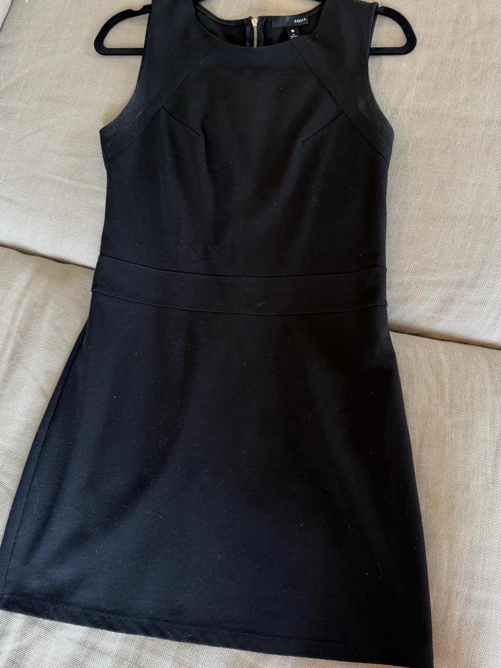 Aqua Black Sleeveless Sheath Dress with Waist Seam